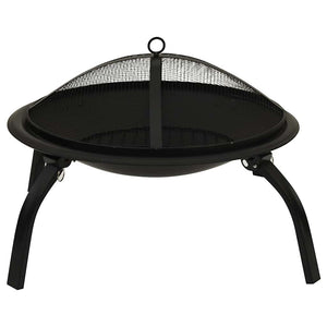 2-in-1 Fire pit and grill with fire dragon 56x56x49 cm steel
