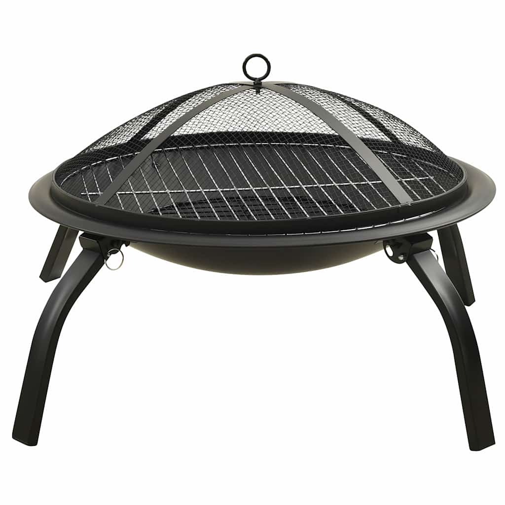 2-in-1 Fire pit and grill with fire dragon 56x56x49 cm steel