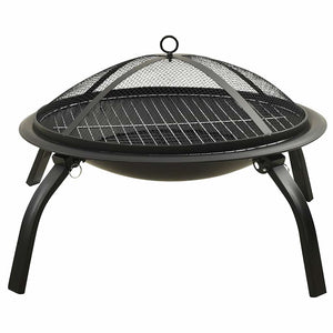 2-in-1 Fire pit and grill with fire dragon 56x56x49 cm steel