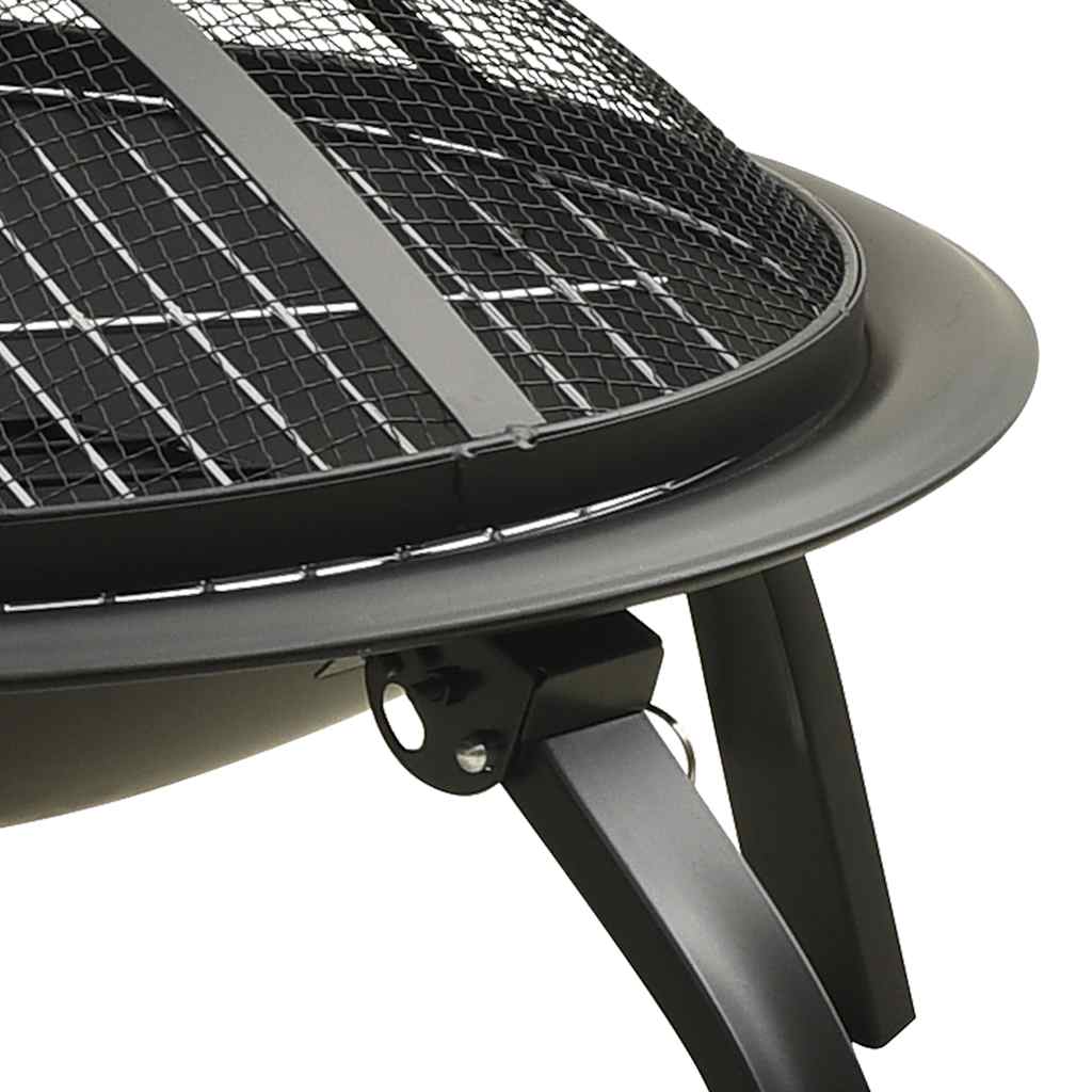 2-in-1 Fire pit and grill with fire dragon 56x56x49 cm steel