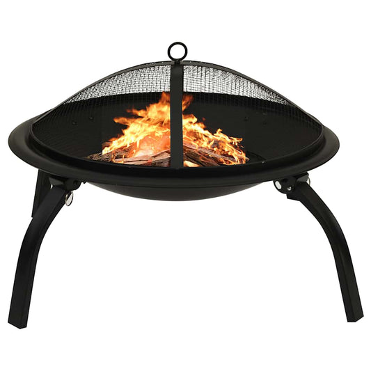 2-in-1 Fire pit and grill with fire dragon 56x56x49 cm steel