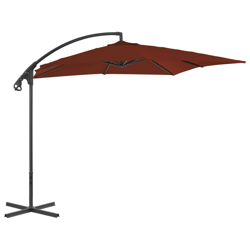 Hanging garden parasol with steel pole 250x250 cm terracotta