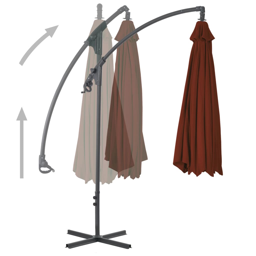 Hanging garden parasol with steel pole 250x250 cm terracotta