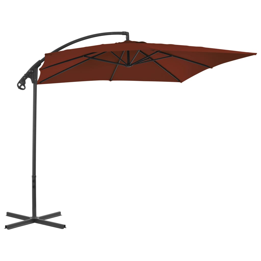 Hanging garden parasol with steel pole 250x250 cm terracotta