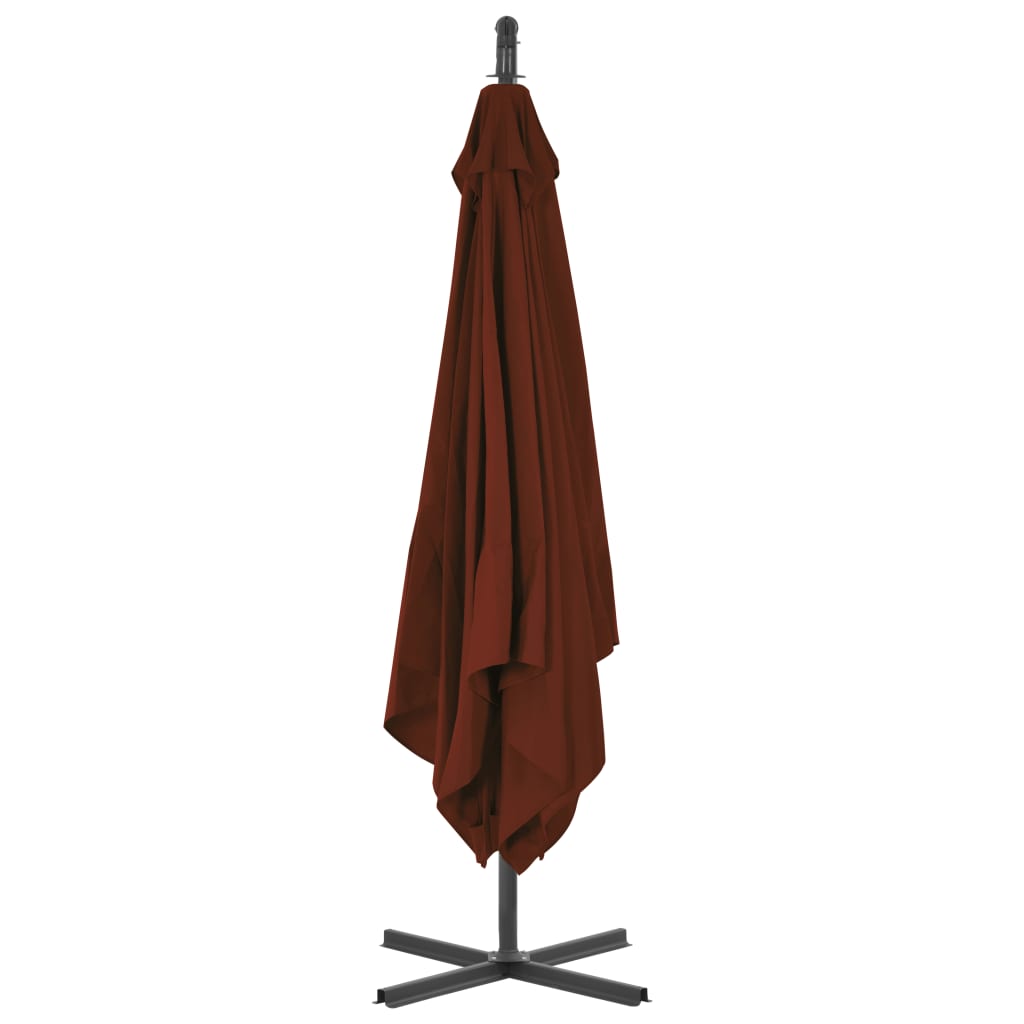 Hanging garden parasol with steel pole 250x250 cm terracotta