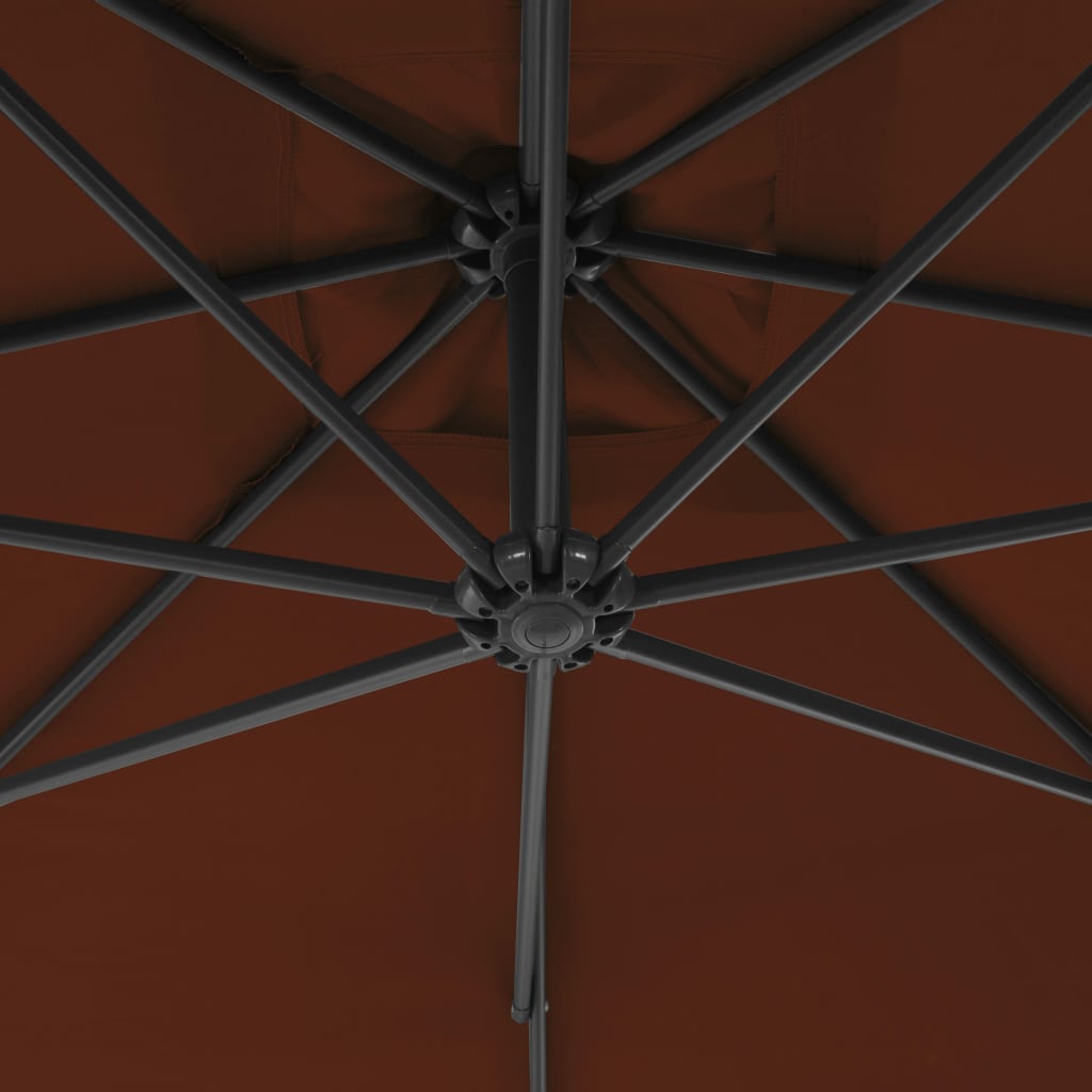 Hanging garden parasol with steel pole 250x250 cm terracotta
