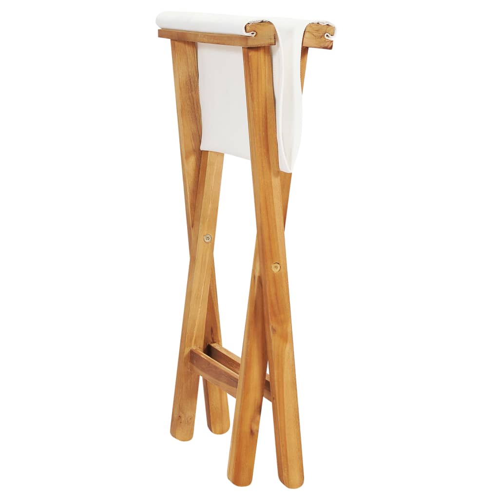 Folding chairs 2 pcs solid teak and cream white fabric