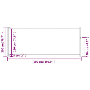 Retractable side awning 220x500 cm red