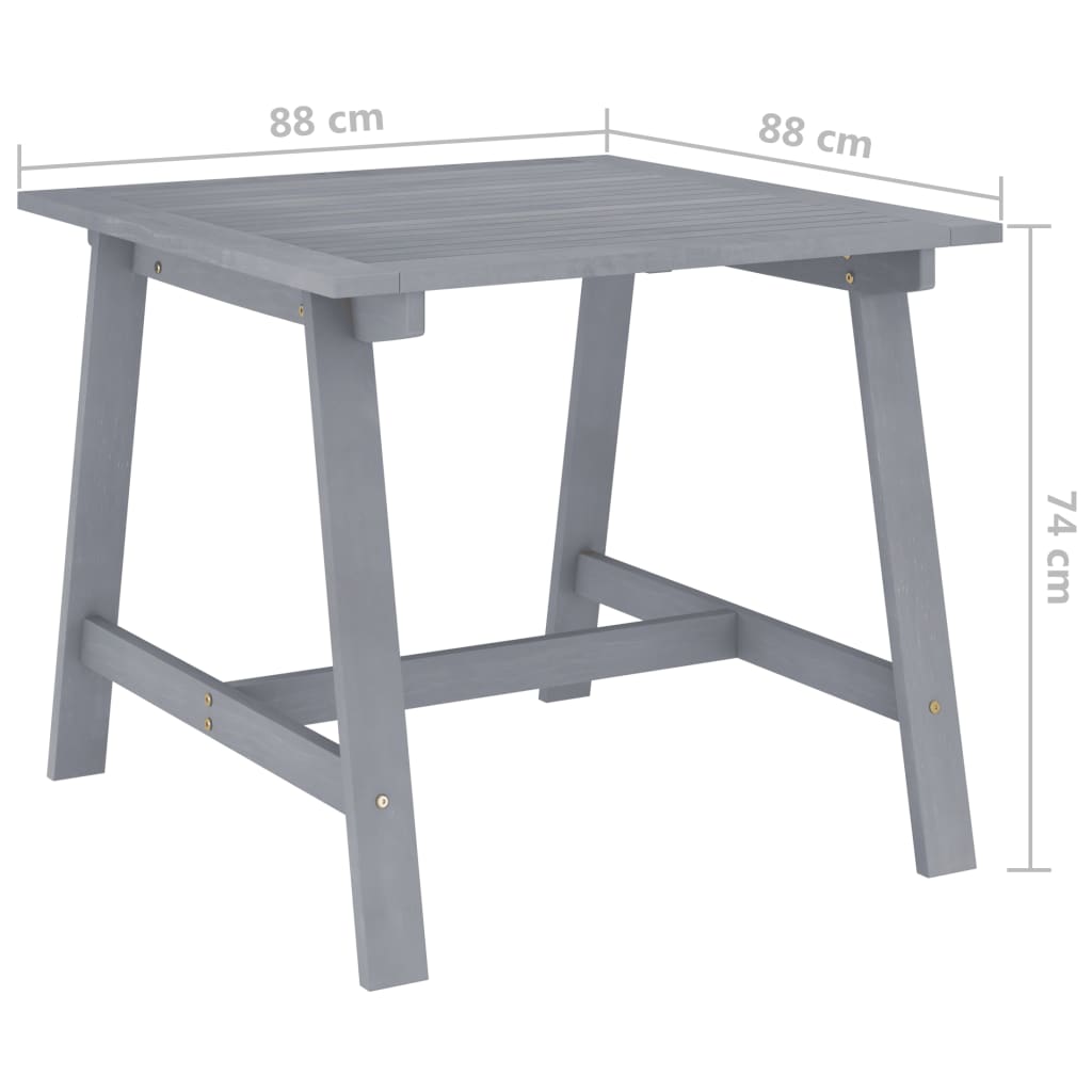 Utendørs spisebord grå 88x88x74 cm heltre akasie