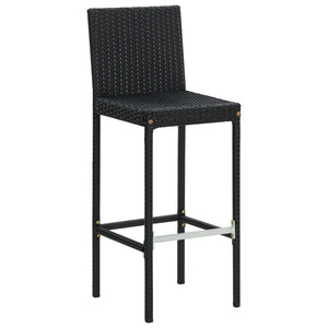 Outdoor bar stools with cushions 2 pcs black poly rattan