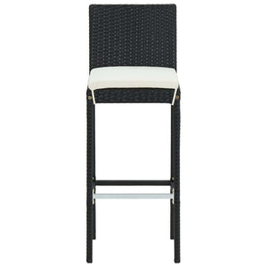 Outdoor bar stools with cushions 2 pcs black poly rattan