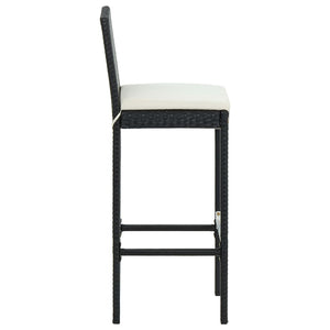 Outdoor bar stools with cushions 2 pcs black poly rattan