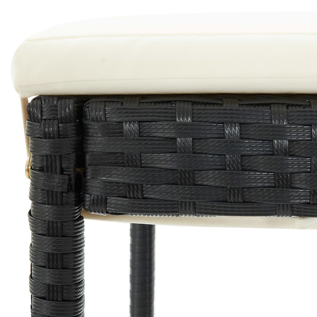 Outdoor bar stools with cushions 2 pcs black poly rattan