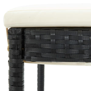 Outdoor bar stools with cushions 2 pcs black poly rattan