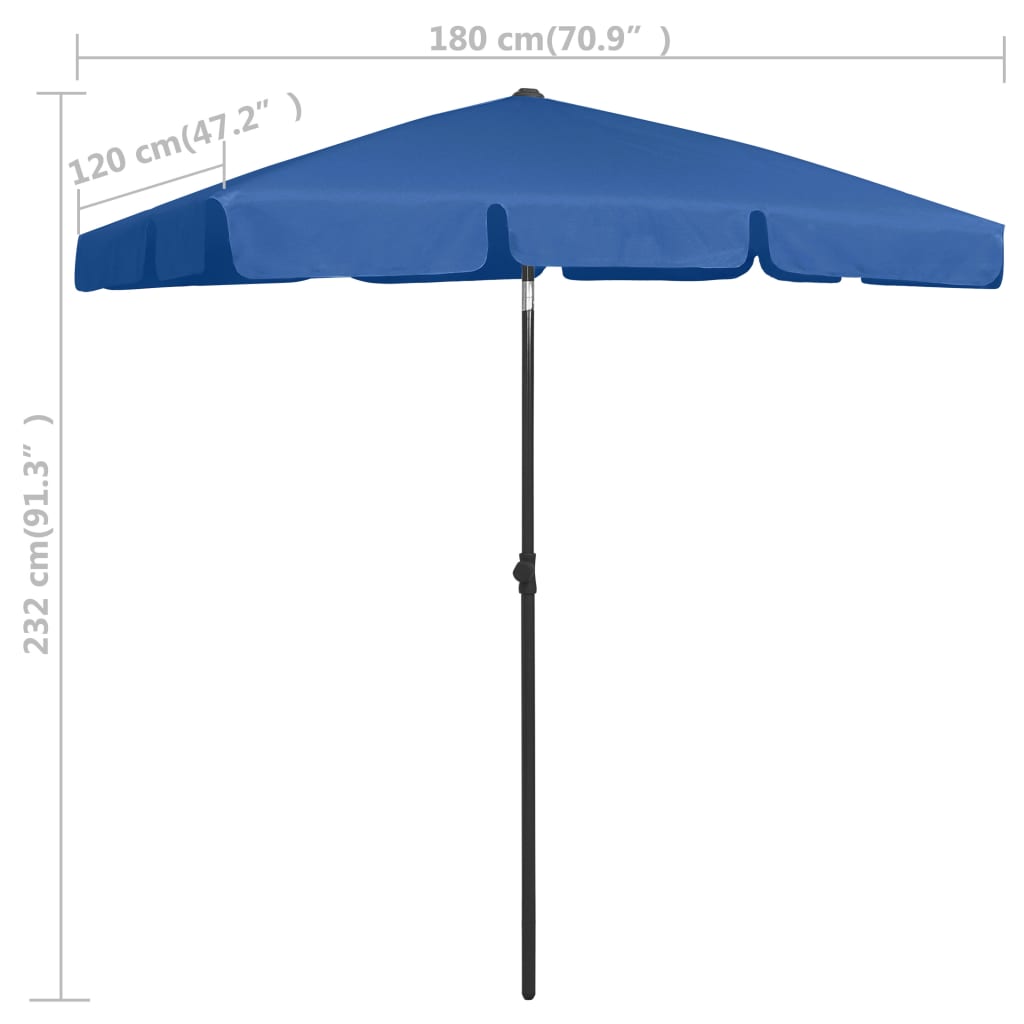 Beach umbrella azure blue 180x120 cm