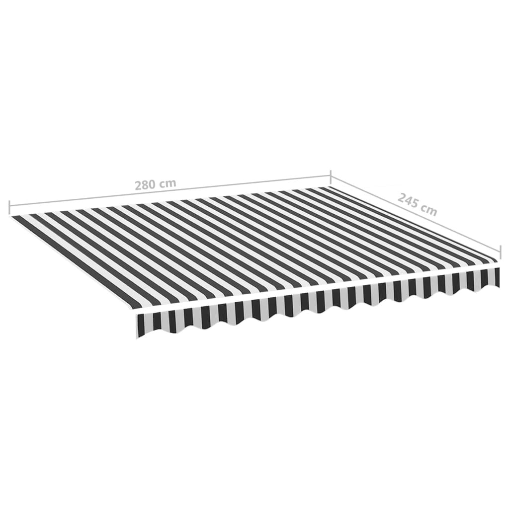 Replacement awning fabric anthracite and white 3x2.5 m