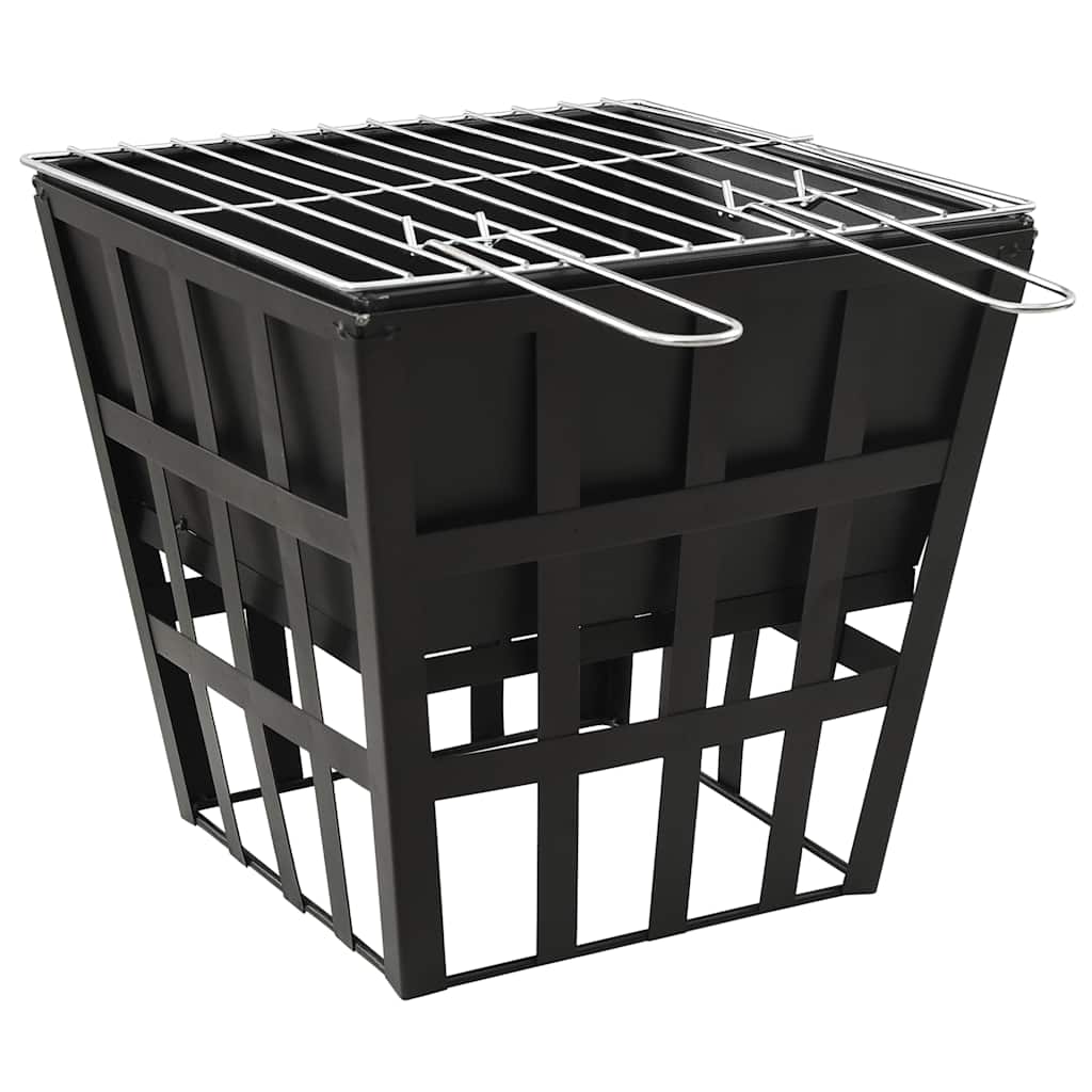 2-in-1 fire pit and grill 34x34x48 cm steel