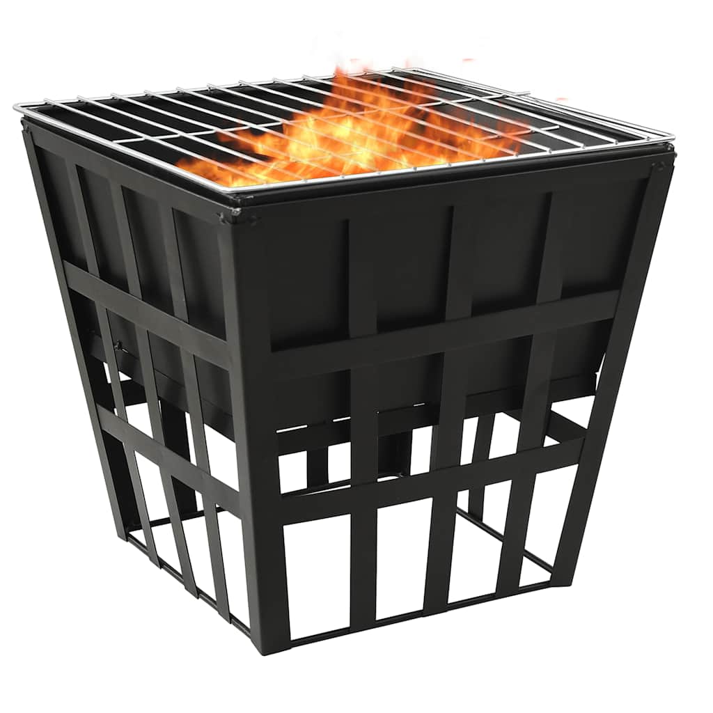 2-in-1 fire pit and grill 34x34x48 cm steel