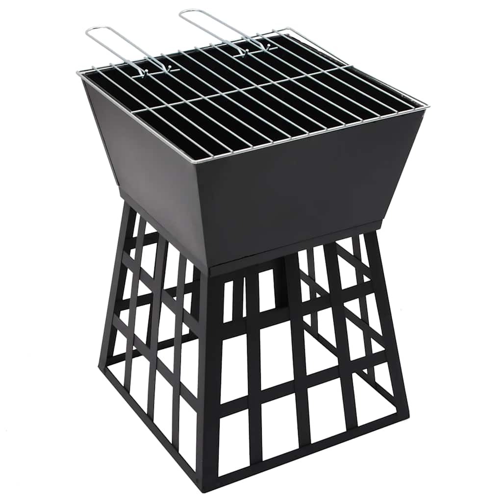 2-in-1 fire pit and grill 34x34x48 cm steel