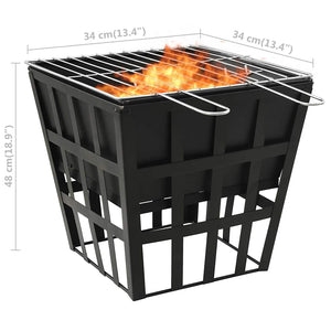 2-in-1 fire pit and grill 34x34x48 cm steel