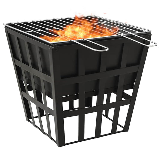 2-in-1 fire pit and grill 34x34x48 cm steel