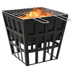2-in-1 fire pit and grill 34x34x48 cm steel