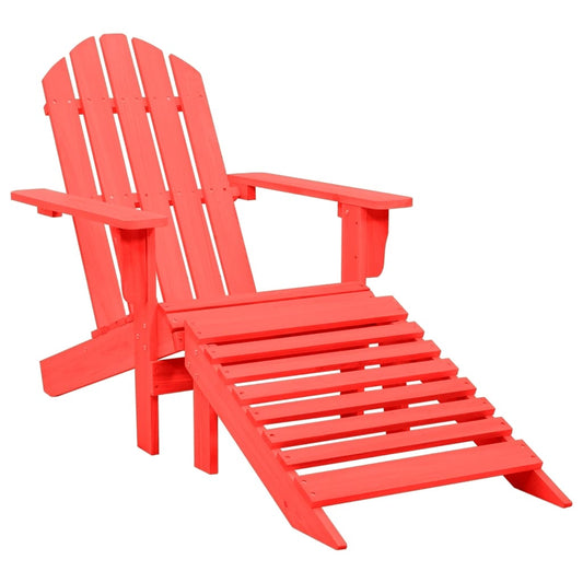 Adirondack garden chair with ottoman solid spruce red