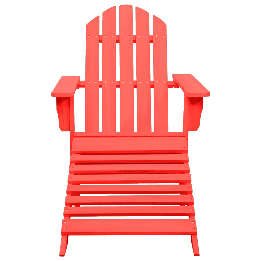 Adirondack garden chair with ottoman solid spruce red