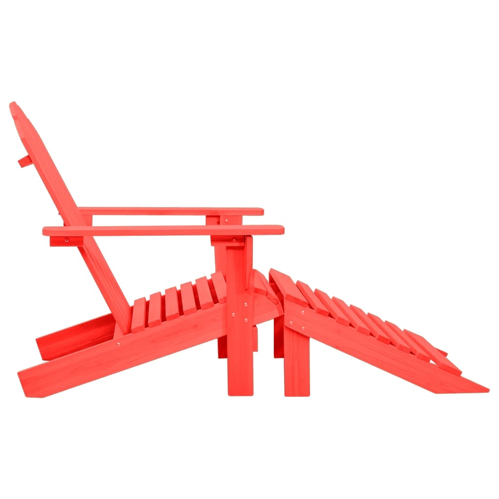 Adirondack garden chair with ottoman solid spruce red