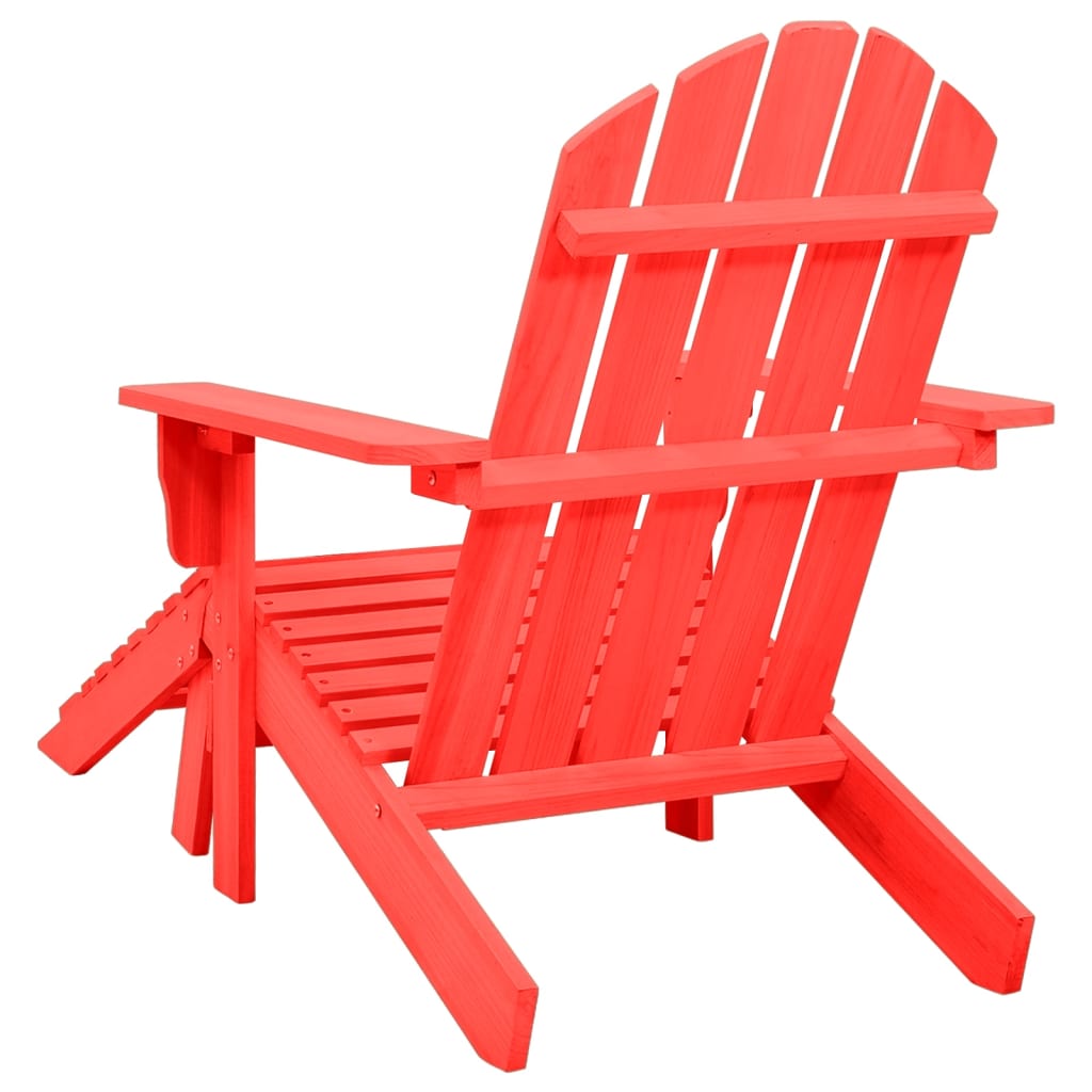 Adirondack garden chair with ottoman solid spruce red