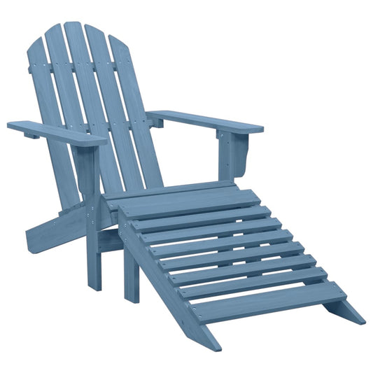 Adirondack garden chair with ottoman solid spruce blue