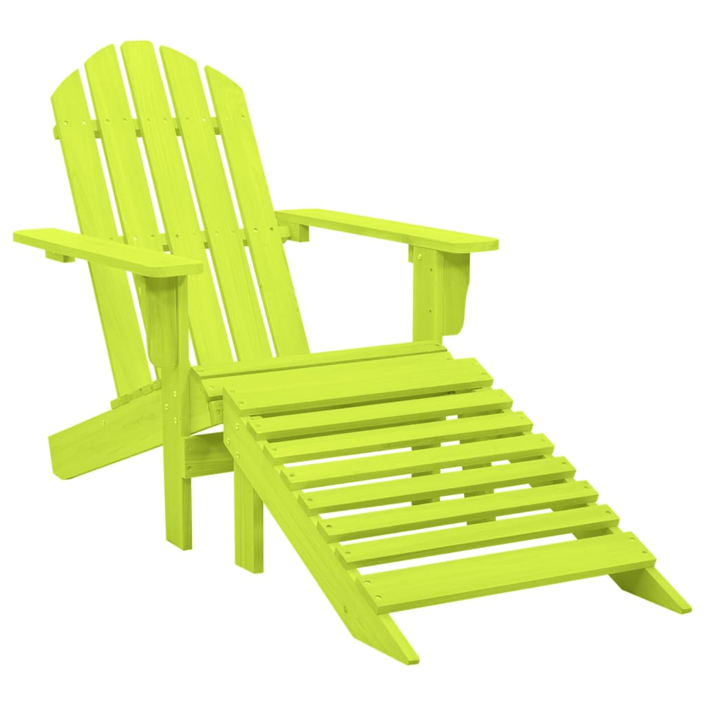 Adirondack garden chair with ottoman solid spruce green