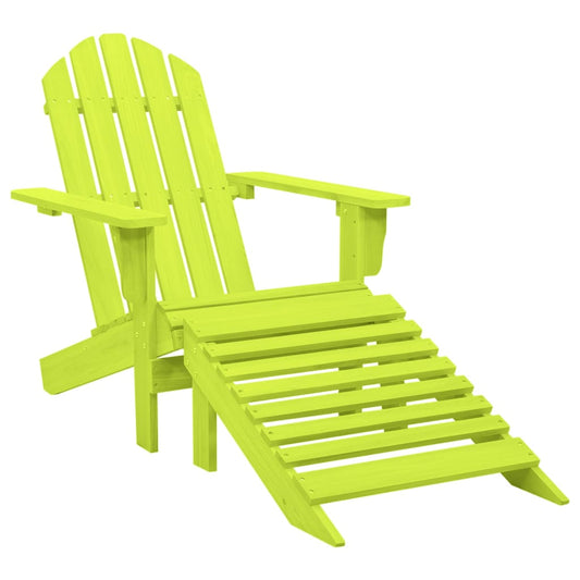 Adirondack garden chair with ottoman solid spruce green