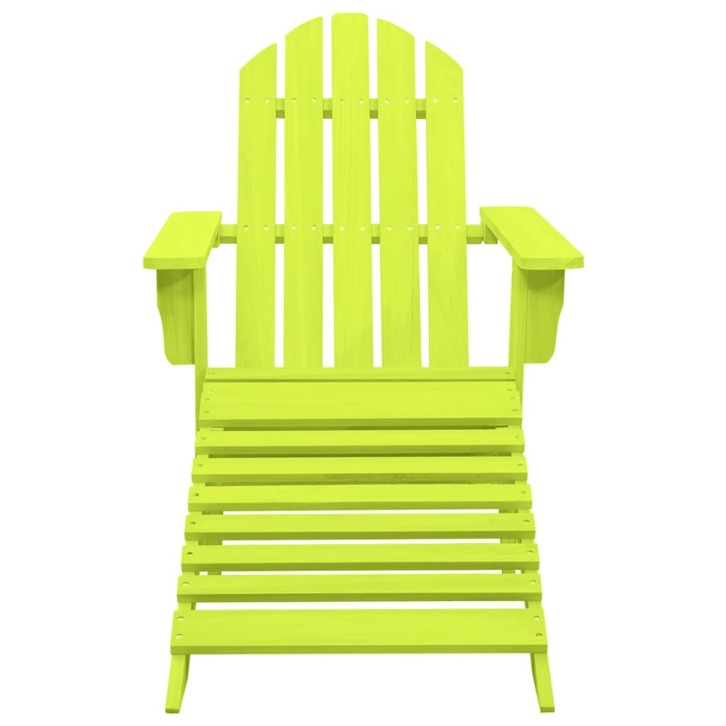 Adirondack garden chair with ottoman solid spruce green