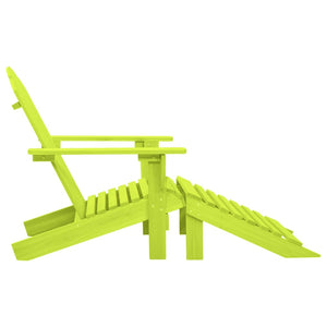 Adirondack garden chair with ottoman solid spruce green