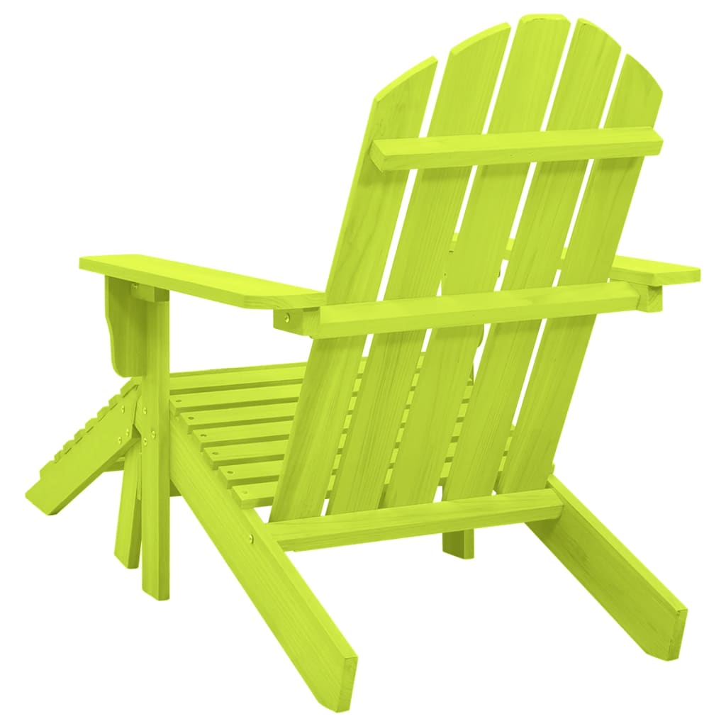 Adirondack garden chair with ottoman solid spruce green
