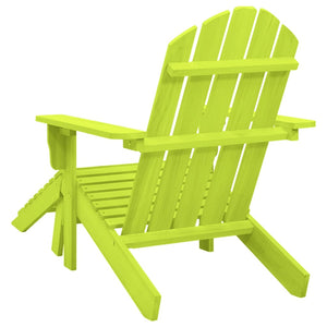 Adirondack garden chair with ottoman solid spruce green