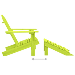Adirondack garden chair with ottoman solid spruce green