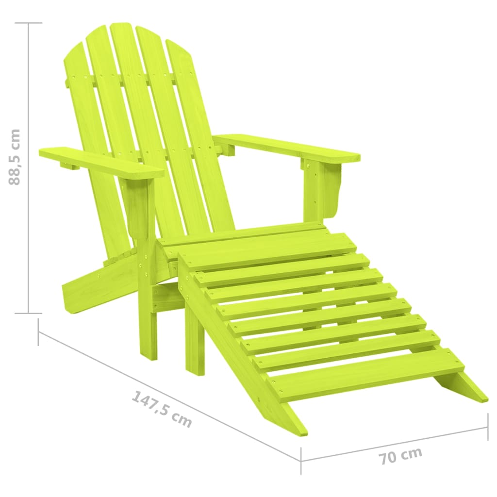 Adirondack garden chair with ottoman solid spruce green