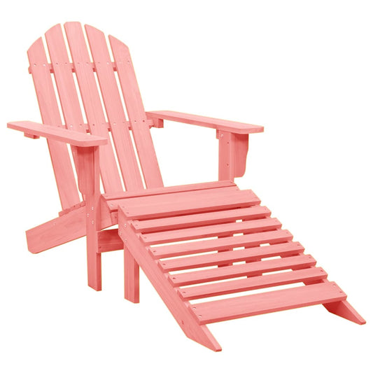 Adirondack garden chair with ottoman solid spruce pink