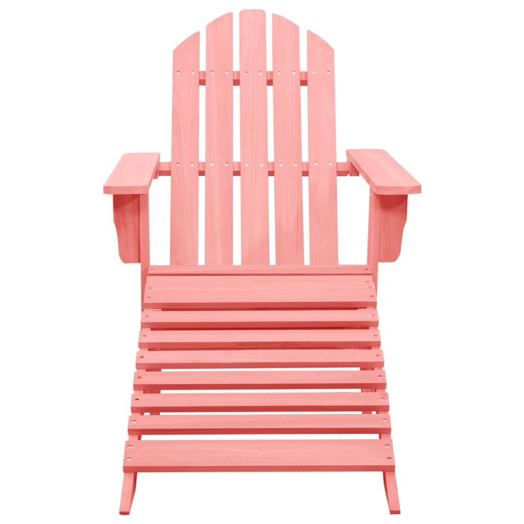 Adirondack garden chair with ottoman solid spruce pink