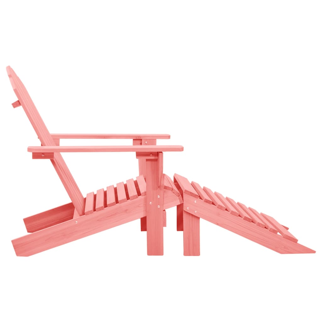 Adirondack garden chair with ottoman solid spruce pink