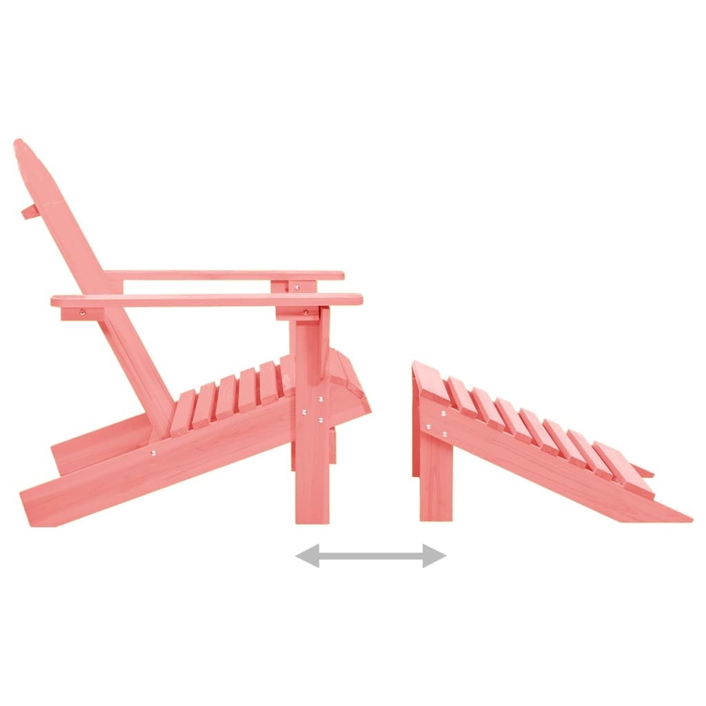 Adirondack garden chair with ottoman solid spruce pink