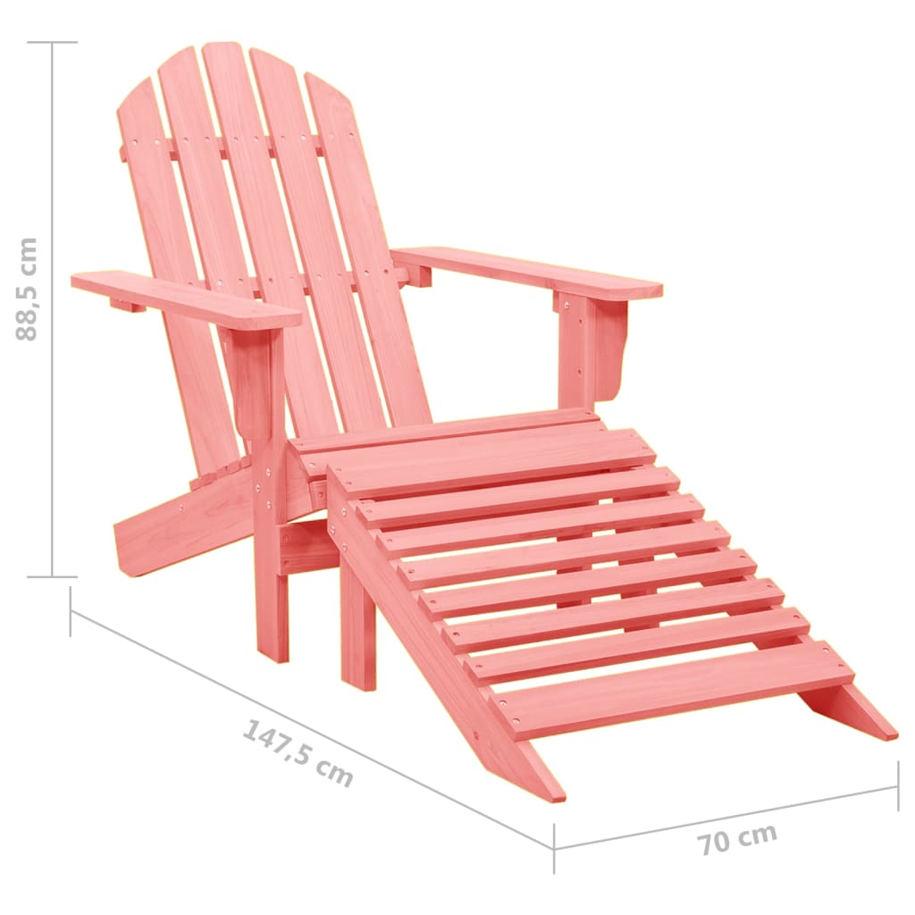 Adirondack garden chair with ottoman solid spruce pink