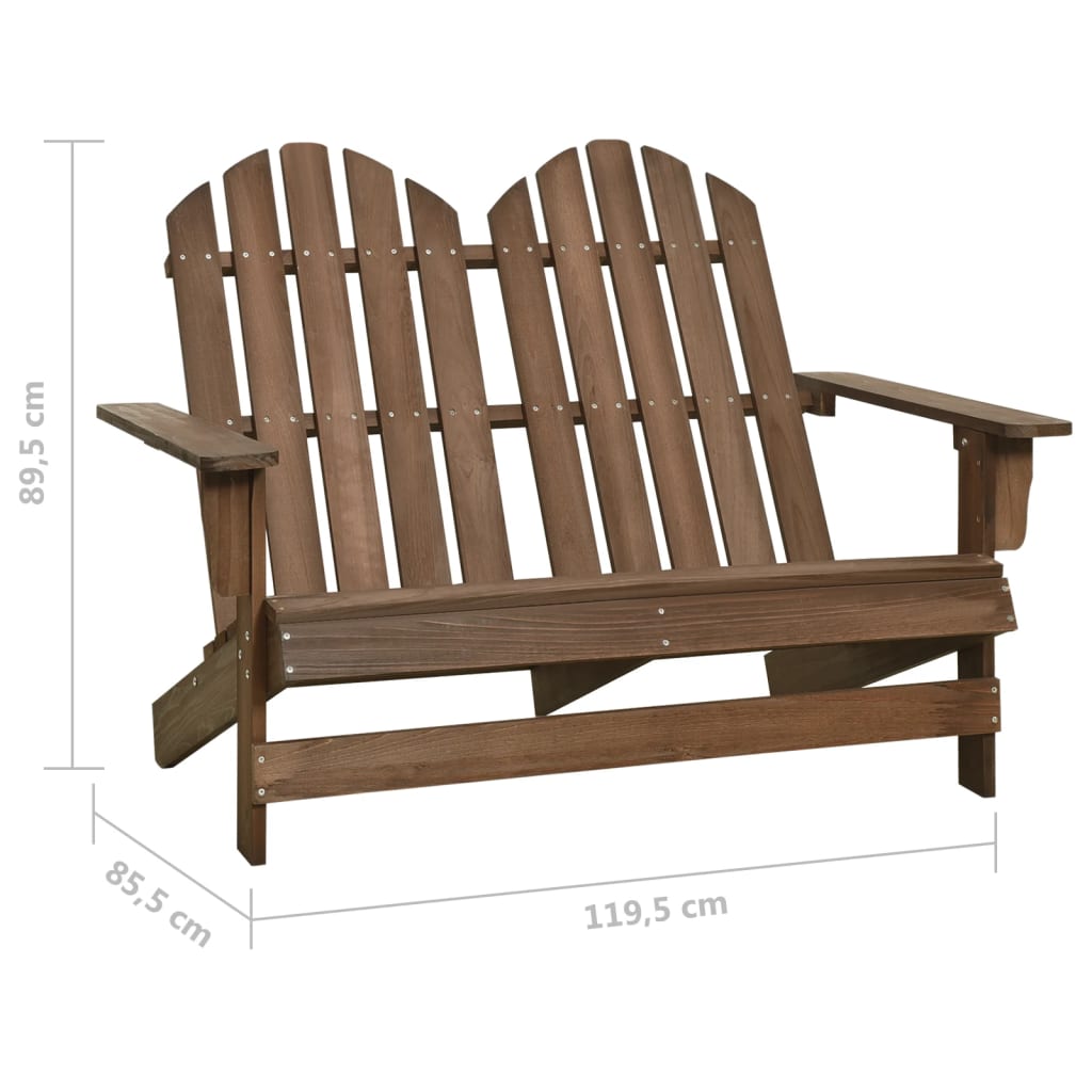 Adirondack garden chair 2-seater solid wood spruce brown