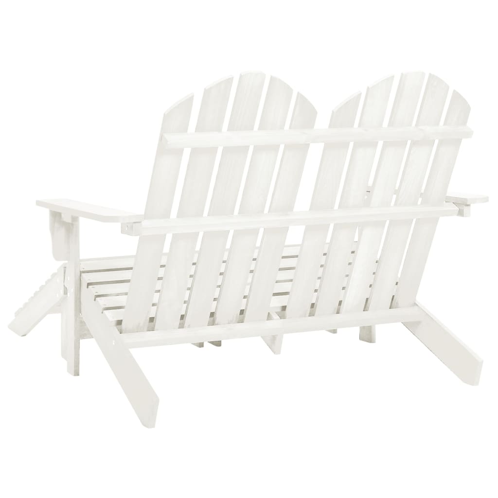 Adirondack garden chair and ottoman 2-seater solid wood spruce white