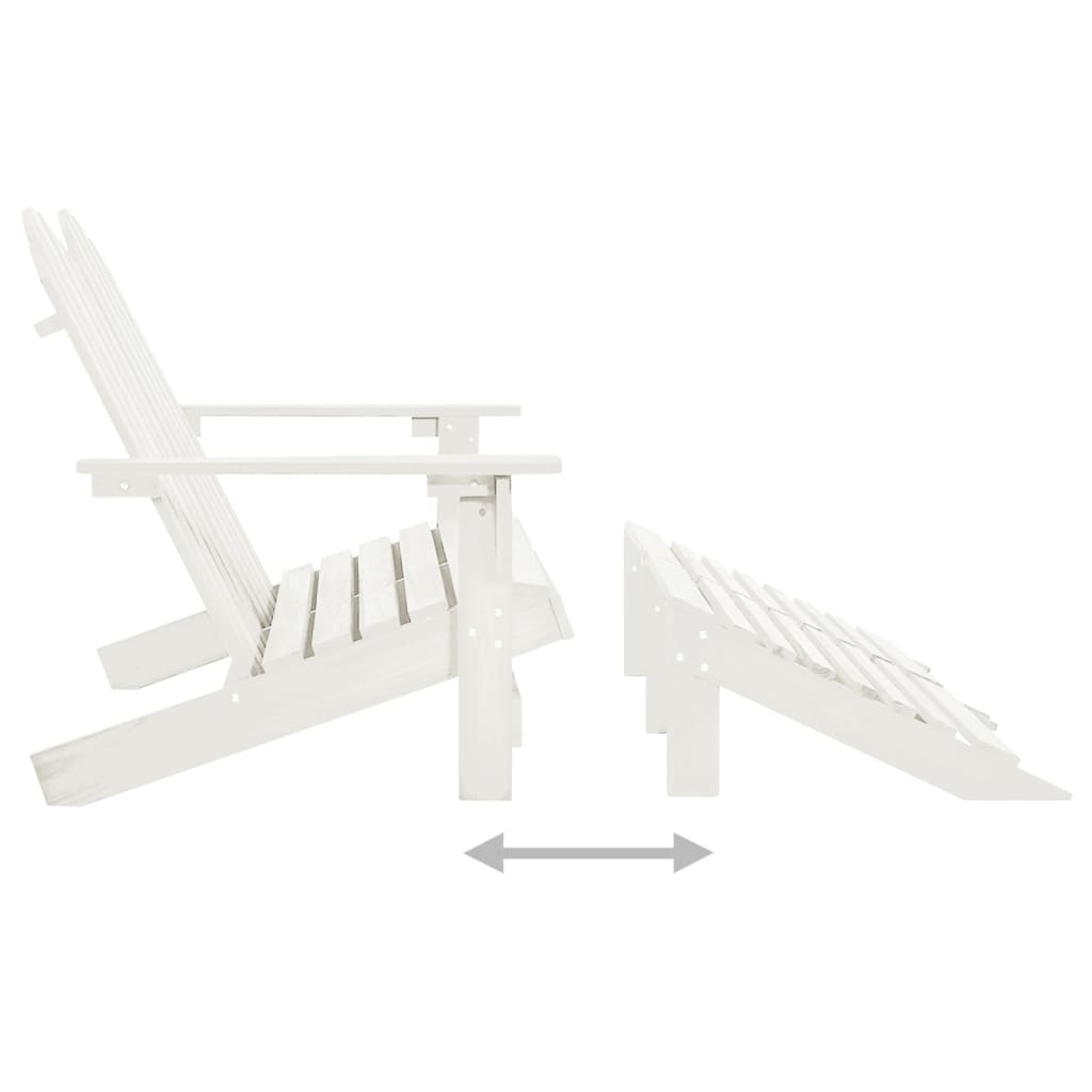 Adirondack garden chair and ottoman 2-seater solid wood spruce white