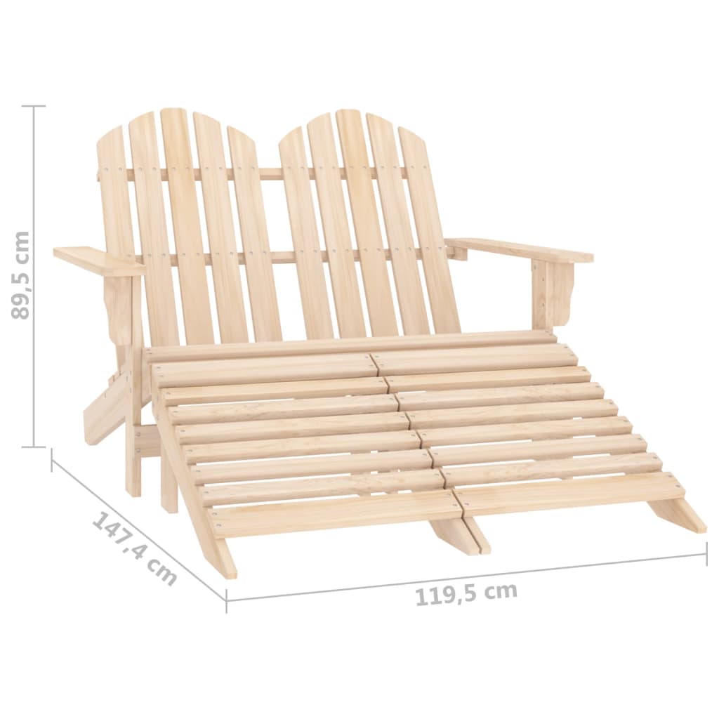 Adirondack garden chair and ottoman 2-seater solid wood spruce