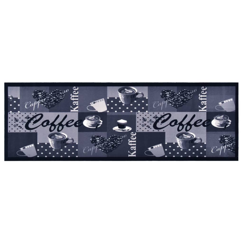 Washable kitchen rug coffee blue 60x180 cm