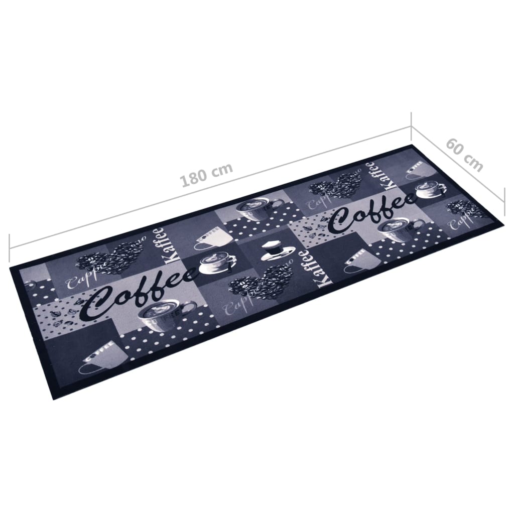 Washable kitchen rug coffee blue 60x180 cm
